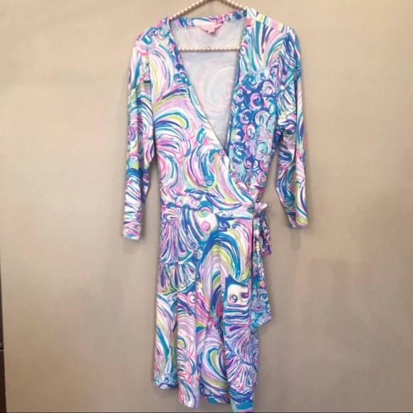 Lilly Pulitzer Emilia Wrap Dress - Sz L - Picture 2 of 8